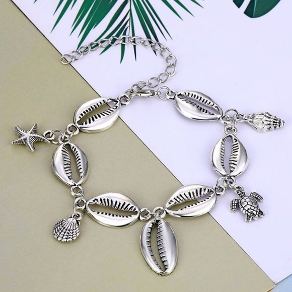 🌸925 Silver Plated Starfish shell Turtle Anklet for Women, MARR9314 - Picture 4 of 6